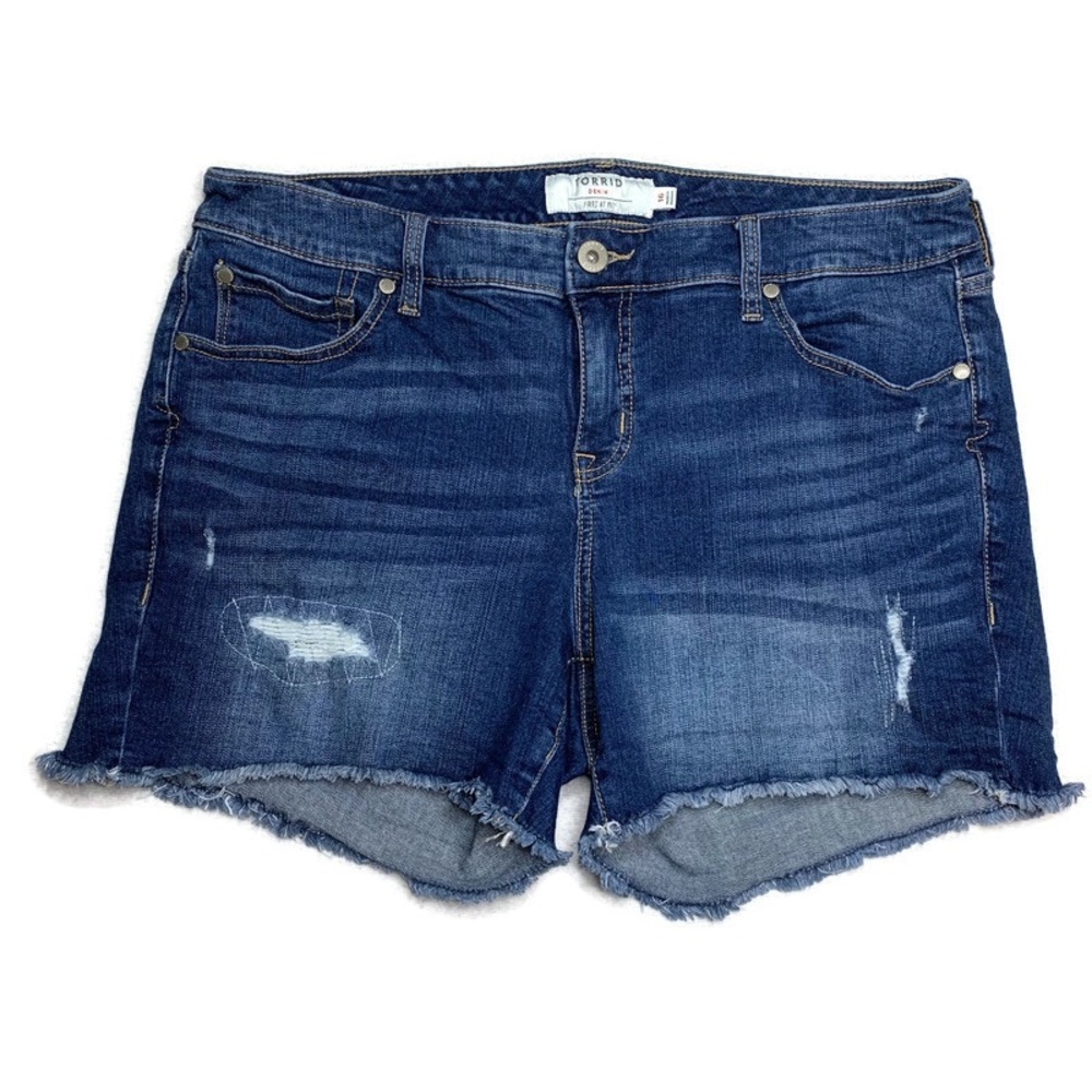 Torrid Blue Jean Shorts with Distressed Hem